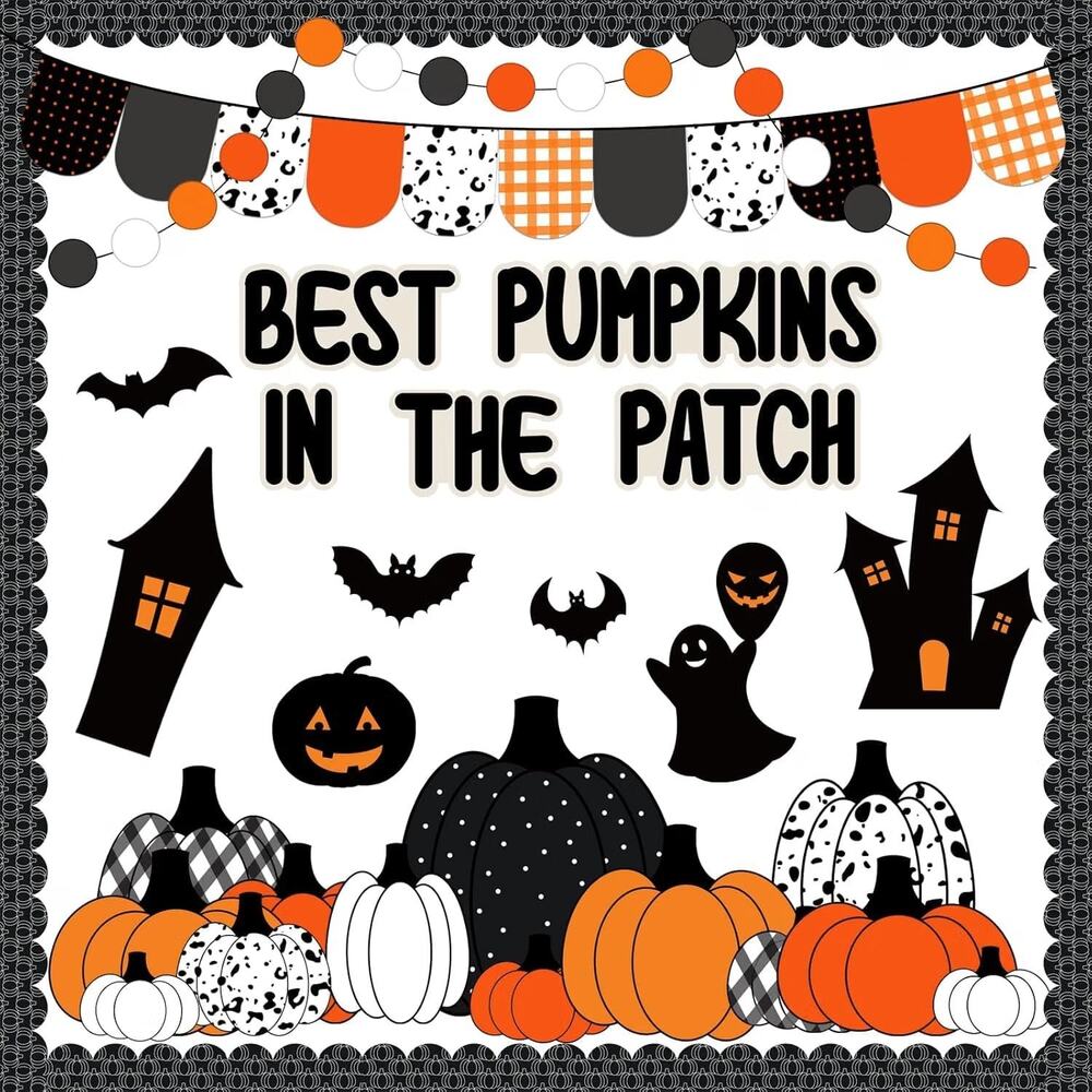 VABAMNA Halloween Fall Bulletin Board Decorations for Classroom, 95 Pcs Black